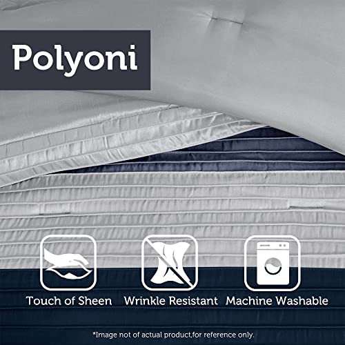 Madison Park Amherst Navy Faux Silk Comforter Set