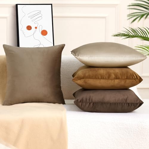 JIIBERL 18x18 Velvet Throw Pillow Covers - Set of 4