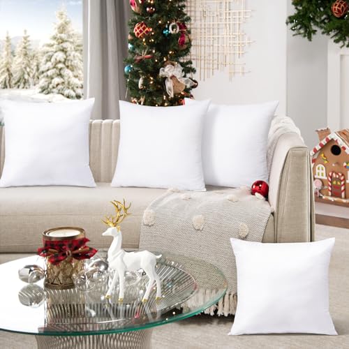 Set of 4 White 18x18 Pillow Inserts