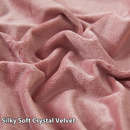 Luxury Velvet Pillowcases Set with Pompoms - Pink