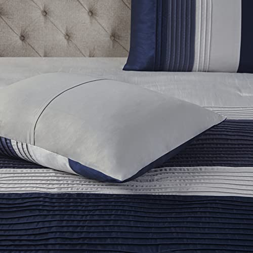 Madison Park Amherst Navy Faux Silk Comforter Set