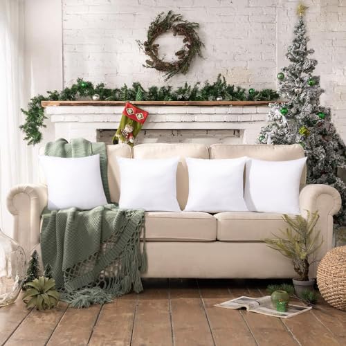 Set of 4 White 18x18 Pillow Inserts