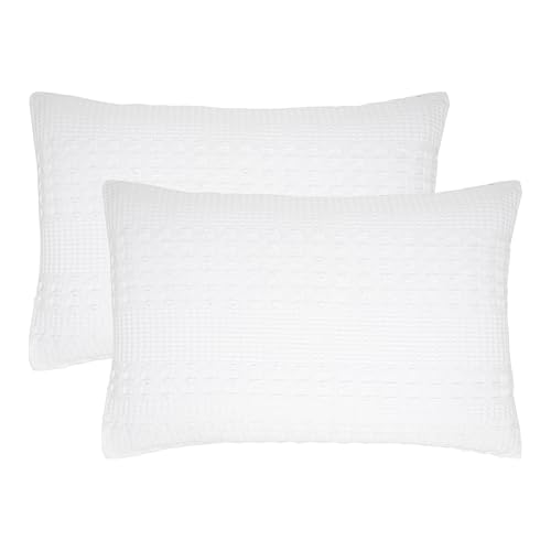 Cotton Waffle Weave White King Sham Set