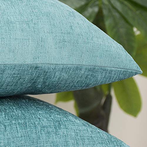 CaliTime Teal Chenille Pillow Shams - Set of 2