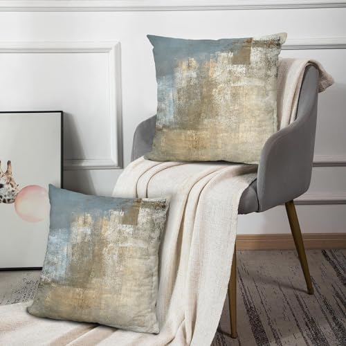 Contemporary Grey Beige Abstract Throw Pillow Covers