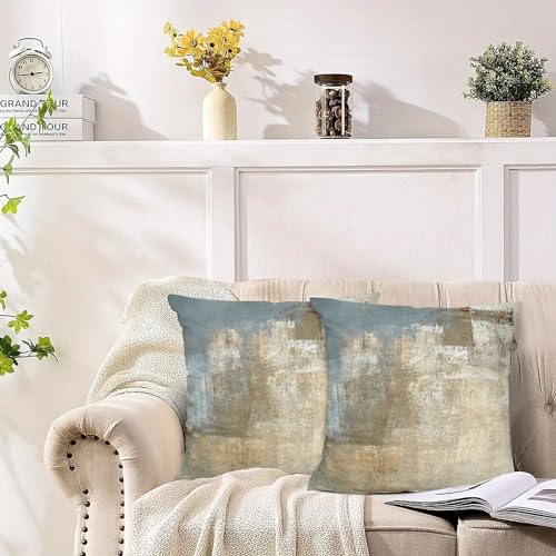 Contemporary Grey Beige Abstract Throw Pillow Covers