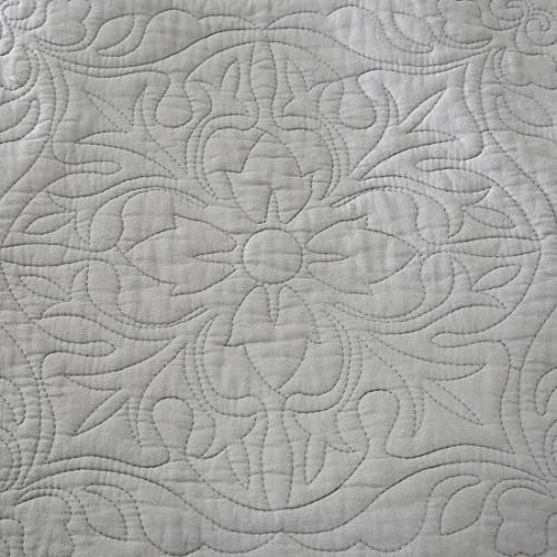 Floral Printed Grey Cotton Quilted Pillow Sham