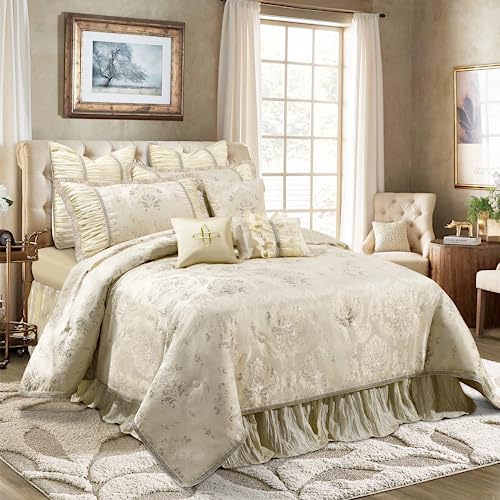 Elegant Floral Jacquard Queen Comforter Set