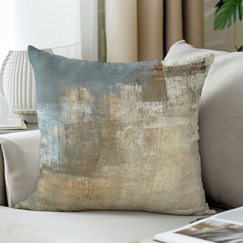 Contemporary Grey Beige Abstract Throw Pillow Covers