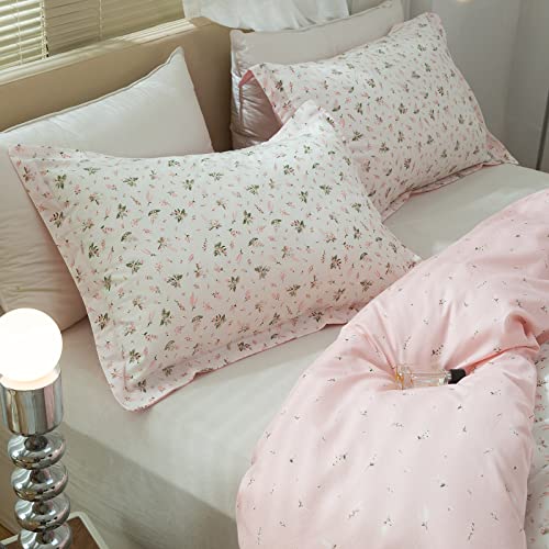 Floral Pink Cotton Pillowcases Set for Kids