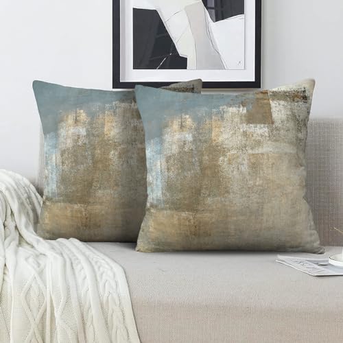 Contemporary Grey Beige Abstract Throw Pillow Covers