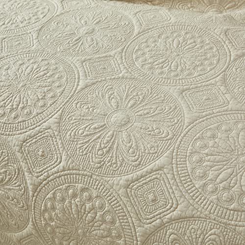 Brandream King Size Beige Medallion Pillow Shams Set