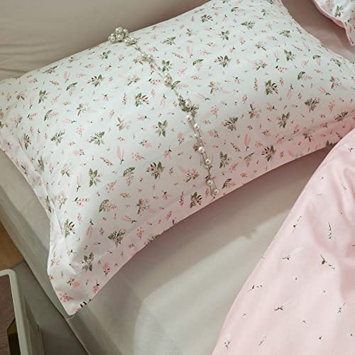 Floral Pink Cotton Pillowcases Set for Kids