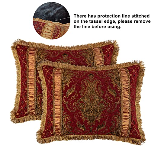 Luxury Red Damask Jacquard Queen Comforter Set