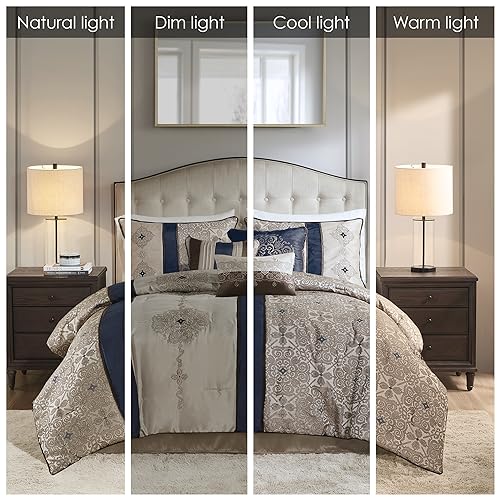 Luxurious Navy Jacquard Cal King Bed Set