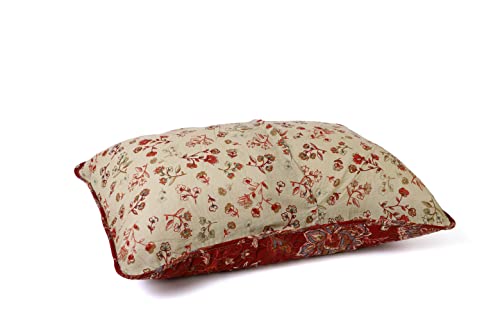 Red Vintage Floral Cotton Pillow Shams Set of 2