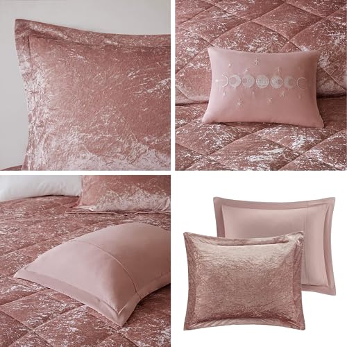 Modern Velvet Luxe Comforter Bedding Set - Blush