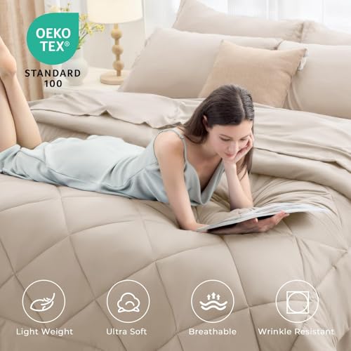 Reversible 7-Piece Queen Comforter Set in Grey