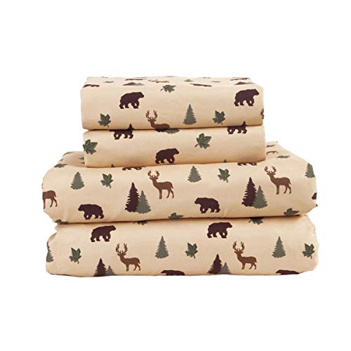 Cozy Cabin Twin Microfiber Bedding Set - Plaid Deer