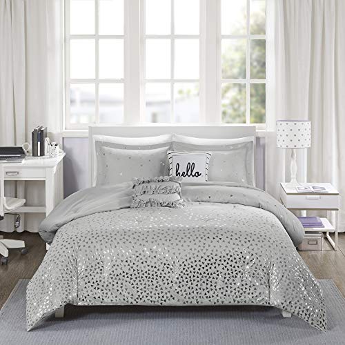 Zoey Triangle Metallic Print Comforter Set, Full/Queen