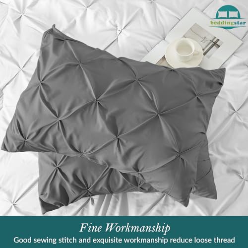 Pinch Pleated Dark Grey Queen Pillow Shams Set