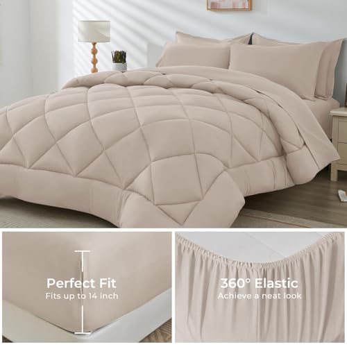 Reversible 7-Piece Queen Comforter Set in Grey