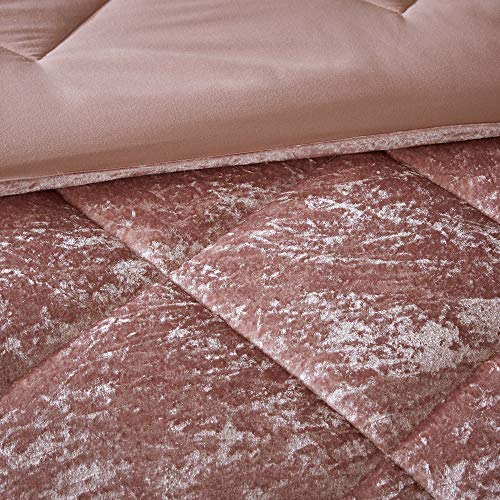 Modern Velvet Luxe Comforter Bedding Set - Blush