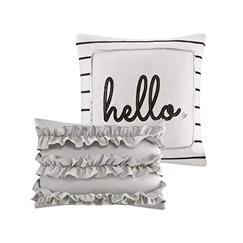 Zoey Triangle Metallic Print Comforter Set, Full/Queen