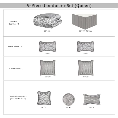 Contemporary Jacquard 9-Piece Queen Comforter Set
