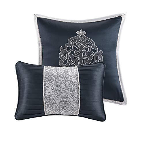 Odette Cozy Comforter Set - Navy, 8 Piece Cal King