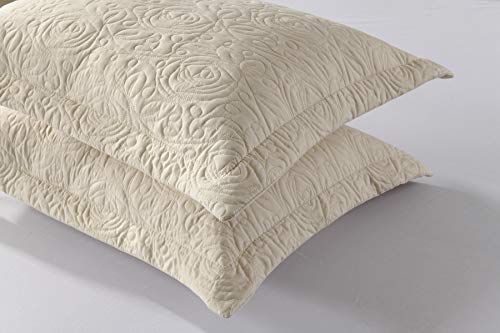 Beige 2-Piece Embroidered Queen Pillow Shams Set