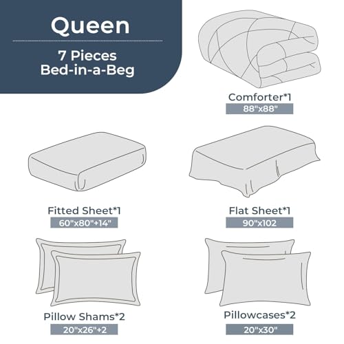 Reversible 7-Piece Queen Comforter Set in Grey