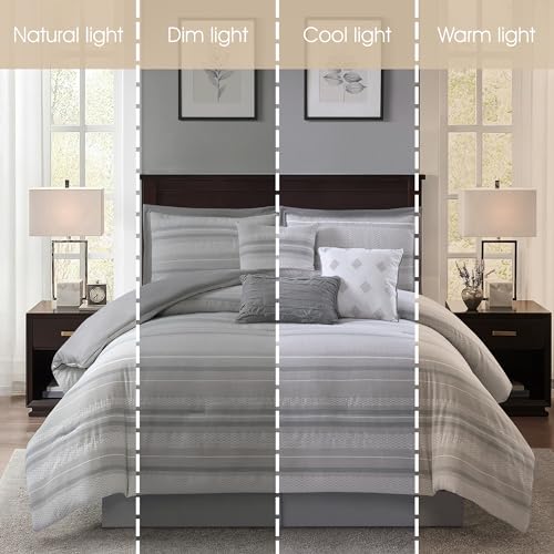 Grey Jacquard Queen Comforter Set with Pillows