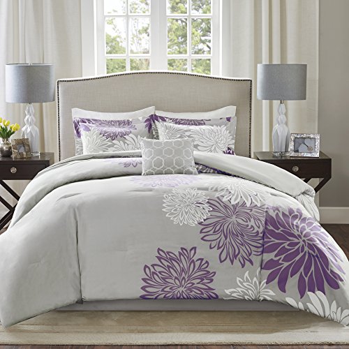 Modern Floral Comforter Set with Decorative Pillows