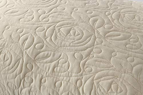 Beige 2-Piece Embroidered Queen Pillow Shams Set