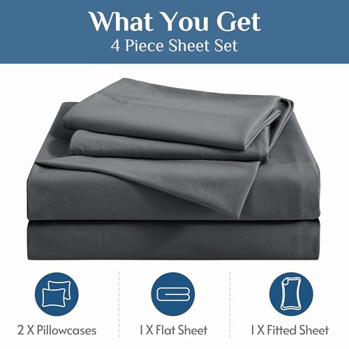 Dark Grey Queen Sheets Set - 4 Piece Bedding