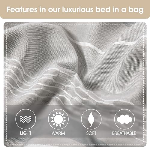 Grey Jacquard Queen Comforter Set with Pillows