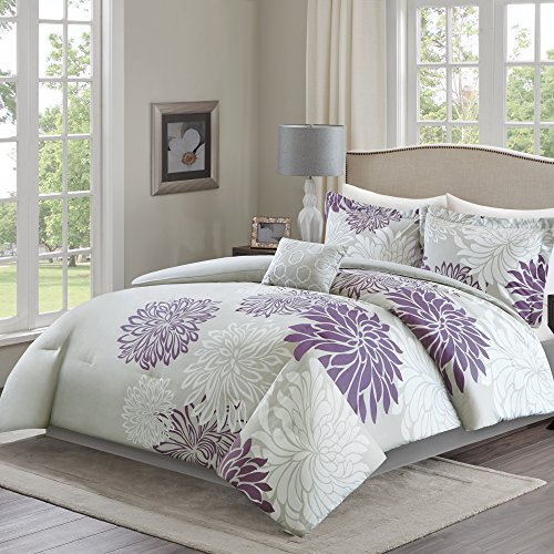 Modern Floral Comforter Set with Decorative Pillows