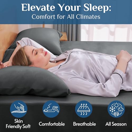 Dark Grey Queen Sheets Set - 4 Piece Bedding