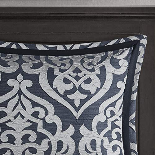 Odette Cozy Comforter Set - Navy, 8 Piece Cal King