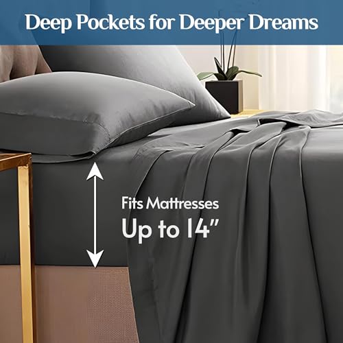 Dark Grey Queen Sheets Set - 4 Piece Bedding