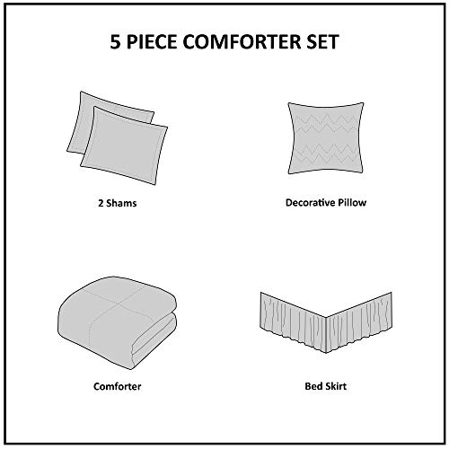 Modern Floral Comforter Set with Decorative Pillows