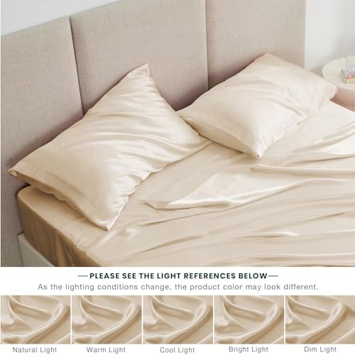 Beige Satin Sheet Set - 4 Piece Full Size