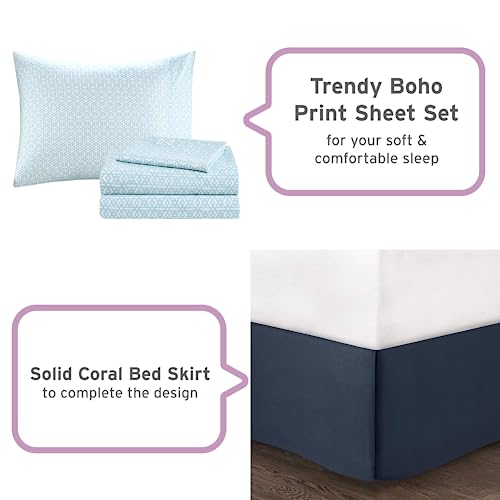 Boho Queen Bed Set with Comforter and Pillows