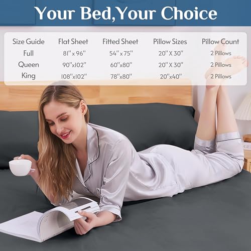 Dark Grey Queen Sheets Set - 4 Piece Bedding