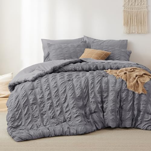 Plaid Grey Queen Bed in a Bag Set