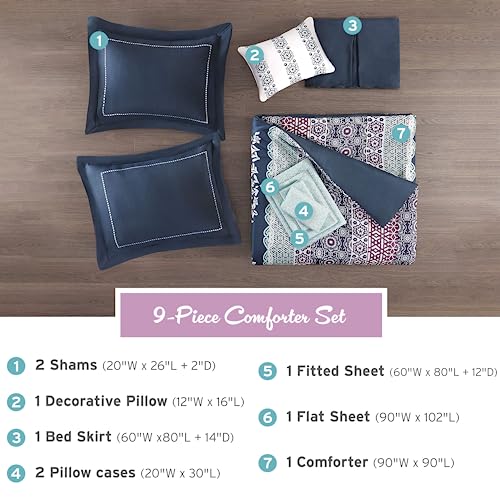 Boho Queen Bed Set with Comforter and Pillows