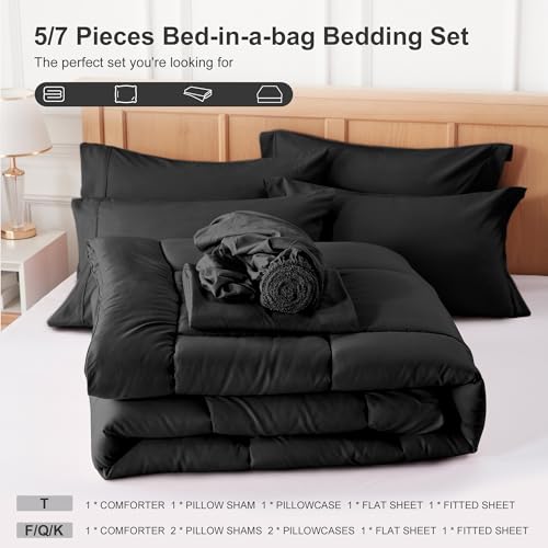 Black 7-Piece Full Bed in a Bag Set