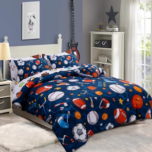 Navy Rugby Ball Twin Comforter Set for Kids