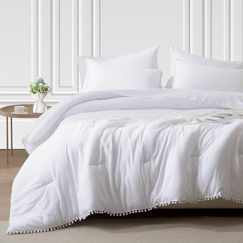 Twin 5-Piece Reversible Comforter Set with Pom Poms